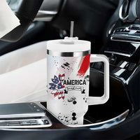 Happy 4th Of July Tumbler With Handle America Sunflower Flag American Patriotic Flower