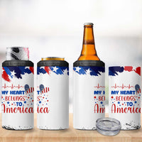 My Heart Belongs To America Patriotic 4 in 1 Can Cooler Tumbler 4th Of July Independence Day American Flag