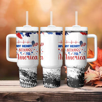 My Heart Belongs To America Patriotic Tumbler With Handle 4th Of July Independence Day American Flag