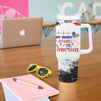 My Heart Belongs To America Patriotic Tumbler With Handle 4th Of July Independence Day American Flag