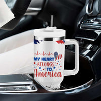 My Heart Belongs To America Patriotic Tumbler With Handle 4th Of July Independence Day American Flag