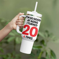 80th Birthday Tumbler With Handle Im So Good At Aging I Turned 20 4 Times 1946 80 Year Old Birthday