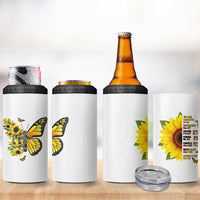 Sunflower Christian Gifts for Women 4 in 1 Can Cooler Tumbler Flower Inspiration Religious Bible Verse Encouragement