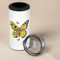 Sunflower Christian Gifts for Women 4 in 1 Can Cooler Tumbler Flower Inspiration Religious Bible Verse Encouragement