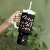 Cheers To 50 Years Tumbler With Handle 50th Anniversary Fifty Birthday