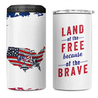 American Flag Patriotic 4 in 1 Can Cooler Tumbler Land Of The Free Because Of The Brave USA Flag