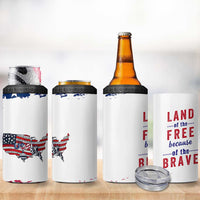 American Flag Patriotic 4 in 1 Can Cooler Tumbler Land Of The Free Because Of The Brave USA Flag