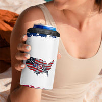 American Flag Patriotic 4 in 1 Can Cooler Tumbler Land Of The Free Because Of The Brave USA Flag