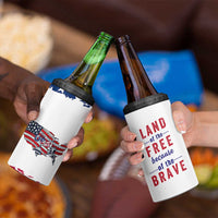 American Flag Patriotic 4 in 1 Can Cooler Tumbler Land Of The Free Because Of The Brave USA Flag