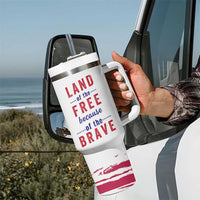 American Flag Patriotic Tumbler With Handle Land Of The Free Because Of The Brave USA Flag