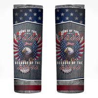 American Flag Patriotic Skinny Tumbler Land Of The Free Because Of The Brave USA Flag Bald Eagle