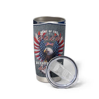 American Flag Patriotic Tumbler Cup Land Of The Free Because Of The Brave USA Flag Bald Eagle