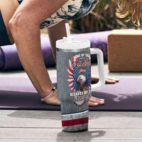 American Flag Patriotic Tumbler With Handle Land Of The Free Because Of The Brave USA Flag Bald Eagle