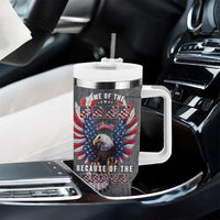 American Flag Patriotic Tumbler With Handle Land Of The Free Because Of The Brave USA Flag Bald Eagle