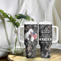 Bigfoot Camping Tumbler With Handle Not All Who Wander Are Lost Sasquatch