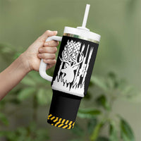 Deer Hunting Dad Tumbler With Handle Best Buckin' Papa Ever American Flag - Wonder Print Shop