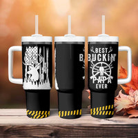 Deer Hunting Dad Tumbler With Handle Best Buckin' Papa Ever American Flag - Wonder Print Shop