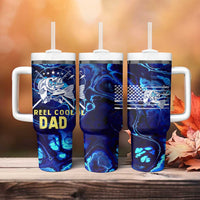 Funny Fishing Gift Tumbler With Handle Reel Cool Dad Gifts American Flag - Wonder Print Shop