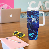 Funny Fishing Gift Tumbler With Handle Reel Cool Dad Gifts American Flag - Wonder Print Shop