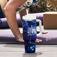 Funny Fishing Gift Tumbler With Handle Reel Cool Dad Gifts American Flag - Wonder Print Shop