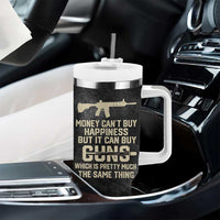 Gun Lovers Tumbler With Handle Money Cant Buy Happiness But It Can Buy Guns Retro USA Flag