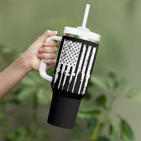 Gun Lovers Tumbler With Handle Enjoy Long Romantic Walks To The Gun Shop USA Flag