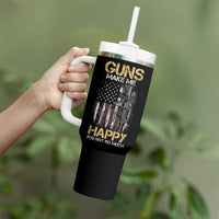 Gun Lovers Tumbler With Handle Guns Make Me Happy You Not So Much Vintage USA Flag