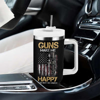 Gun Lovers Tumbler With Handle Guns Make Me Happy You Not So Much Vintage USA Flag