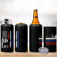 Hunting Gifts For Men 4 in 1 Can Cooler Tumbler Id Rather Be In The Woods Deer Hunting American Flag