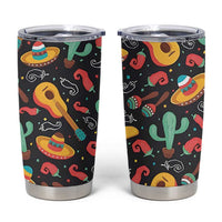 Mexican Tumbler Cup Hot Sombrero Cactus Guitar Black Mexican Fiesta Cinco De Mayo