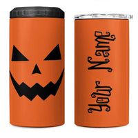 Personalized Halloween Pumpkin Face 4 in 1 Can Cooler Tumbler Custom Name Travel Coffee Cup Orange - Wonder Print Shop