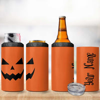 Personalized Halloween Pumpkin Face 4 in 1 Can Cooler Tumbler Custom Name Travel Coffee Cup Orange - Wonder Print Shop