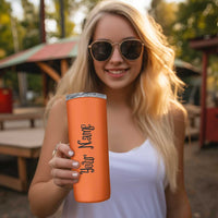 Personalized Halloween Pumpkin Face Skinny Tumbler Custom Name Travel Coffee Cup Orange - Wonder Print Shop