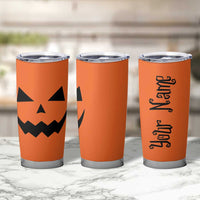 Personalized Halloween Pumpkin Face Tumbler Cup Custom Name Travel Coffee Cup Orange - Wonder Print Shop
