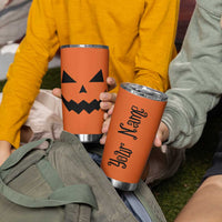 Personalized Halloween Pumpkin Face Tumbler Cup Custom Name Travel Coffee Cup Orange - Wonder Print Shop