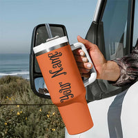 Personalized Halloween Pumpkin Face Tumbler With Handle Custom Name Travel Coffee Cup Orange - Wonder Print Shop