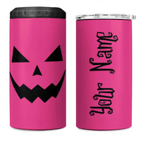 Personalized Halloween Pumpkin Face 4 in 1 Can Cooler Tumbler Custom Name Travel Coffee Cup Pink - Wonder Print Shop