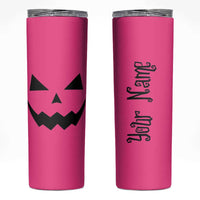 Personalized Halloween Pumpkin Face Skinny Tumbler Custom Name Travel Coffee Cup Pink - Wonder Print Shop