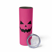 Personalized Halloween Pumpkin Face Skinny Tumbler Custom Name Travel Coffee Cup Pink - Wonder Print Shop