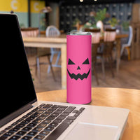 Personalized Halloween Pumpkin Face Skinny Tumbler Custom Name Travel Coffee Cup Pink - Wonder Print Shop