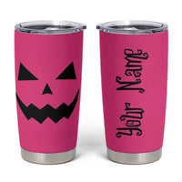 Personalized Halloween Pumpkin Face Tumbler Cup Custom Name Travel Coffee Cup Pink - Wonder Print Shop