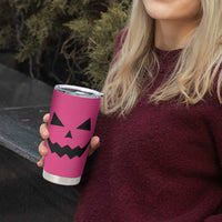 Personalized Halloween Pumpkin Face Tumbler Cup Custom Name Travel Coffee Cup Pink - Wonder Print Shop