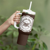 Skull Coffee Lovers Gift Tumbler With Handle Halloween Skeleton Killer - Wonder Print Shop