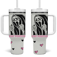 Funny Halloween Grim Reaper Tumbler With Handle Stay Positive Inspirational Quotes - Wonder Print Shop