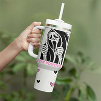 Funny Halloween Grim Reaper Tumbler With Handle Stay Positive Inspirational Quotes - Wonder Print Shop