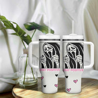 Funny Halloween Grim Reaper Tumbler With Handle Stay Positive Inspirational Quotes - Wonder Print Shop