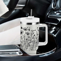 Personalized Wildflower Tumbler With Handle Custom Name Custom Name Gift For Women Butterflies Floral