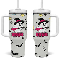 Little Ghost Ice Coffee Tumbler With Handle Halloween Boo Spooky Ghost Travel Cup - Wonder Print Shop