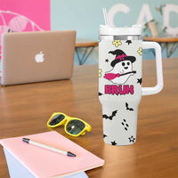 Little Ghost Ice Coffee Tumbler With Handle Halloween Boo Spooky Ghost Travel Cup - Wonder Print Shop