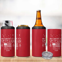 Personalized First Christmas Veteran 4 in 1 Can Cooler Tumbler Custom Name Military Retirement Gift American Flag Red - Wonder Print Shop